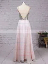 A-line V-neck Chiffon Floor-length Beading Prom Dresses Sale #sale020104583