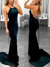 Trumpet/Mermaid Halter Velvet Sweep Train Appliques Lace Prom Dresses Sale #sale020104830