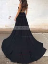 Princess V-neck Silk-like Satin Sweep Train Pockets Prom Dresses Sale #sale020104837