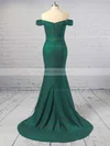 Trumpet/Mermaid Off-the-shoulder Silk-like Satin Sweep Train Prom Dresses Sale #sale020104890