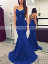 Trumpet/Mermaid V-neck Silk-like Satin Sweep Train Prom Dresses Sale #sale020104922