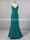 Trumpet/Mermaid V-neck Silk-like Satin Floor-length Prom Dresses Sale #sale020104950