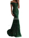 Trumpet/Mermaid Off-the-shoulder Lace Sweep Train Appliques Lace Prom Dresses Sale #sale020104963