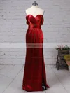 Sheath/Column Off-the-shoulder Silk-like Satin Floor-length Split Front Prom Dresses Sale #sale020105047