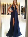 A-line Scoop Neck Chiffon Sweep Train Appliques Lace Prom Dresses Sale #sale020105184