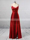 A-line Cowl Neck Silk-like Satin Ankle-length Split Front Prom Dresses Sale #sale020105283