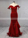 Trumpet/Mermaid Off-the-shoulder Satin Sweep Train Prom Dresses Sale #sale020105698