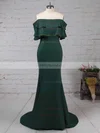 Trumpet/Mermaid Off-the-shoulder Silk-like Satin Sweep Train Split Front Prom Dresses Sale #sale020105701