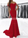 Trumpet/Mermaid Off-the-shoulder Stretch Crepe Sweep Train Sashes / Ribbons Prom Dresses Sale #sale020105727