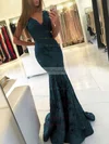 Trumpet/Mermaid V-neck Lace Sweep Train Prom Dresses Sale #sale020105788