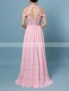 A-line V-neck Chiffon Floor-length Beading Prom Dresses Sale #sale020105842