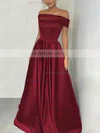 A-line Off-the-shoulder Silk-like Satin Floor-length Prom Dresses Sale #sale020105934
