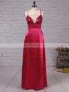 Sheath/Column V-neck Sequined Silk-like Satin Ankle-length Split Front Prom Dresses Sale #sale020106105