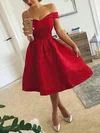 Ball Gown Off-the-shoulder Satin Knee-length Prom Dresses Sale #sale020106278