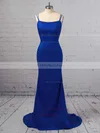 Trumpet/Mermaid Scoop Neck Silk-like Satin Sweep Train Prom Dresses Sale #sale020106395