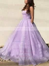 A-line Square Neckline Glitter Sweep Train Pockets Prom Dresses Sale #sale020106947