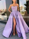A-line Strapless Satin Sweep Train Sashes / Ribbons Prom Dresses Sale #sale020106959