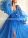 A-line Sweetheart Chiffon Sweep Train Bow Prom Dresses Sale #sale020107577