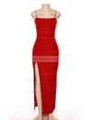 Sheath/Column Square Neckline Jersey Floor-length Split Front Prom Dresses Sale #sale020107580
