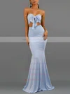 Trumpet/Mermaid Strapless Jersey Sweep Train Bow Prom Dresses Sale #sale020107830