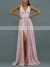 A-line V-neck Jersey Sweep Train Split Front Prom Dresses Sale #sale020107832