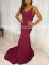 Trumpet/Mermaid V-neck Jersey Sweep Train Prom Dresses Sale #sale020107928