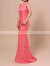 Trumpet/Mermaid Scoop Neck Silk-like Satin Sweep Train Prom Dresses Sale #sale02016324