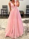 Ball Gown/Princess Floor-length V-neck Organza Flower(s) Prom Dresses #UKM020108006