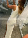 Sheath/Column One Shoulder Sequined Floor-length Split Front Prom Dresses #UKM020108038