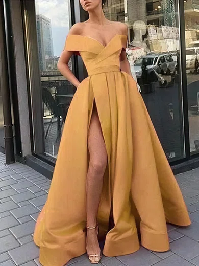 Ball Gown/Princess Floor-length Off-the-shoulder Satin Evening Dresses PT020108045