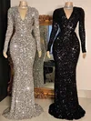 Trumpet/Mermaid V-neck Sweep Train Evening Dresses PT020108205