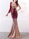 Trumpet/Mermaid One Shoulder Sequined Sweep Train Prom Dresses #UKM020108186