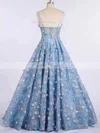 Ball Gown Sweetheart Tulle Sweep Train Flower(s) Prom Dresses #UKM020108192