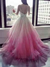 Ball Gown Scoop Neck Glitter Sweep Train Prom Dresses #UKM020108403