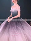 Ball Gown Off-the-shoulder Tulle Sweep Train Prom Dresses #UKM020108408