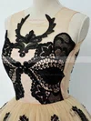 A-line Scoop Neck Lace Tulle Short/Mini Appliques Lace Prom Dresses #UKM020108456