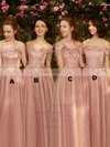 A-line Off-the-shoulder Tulle Silk-like Satin Ankle-length Appliques Lace Prom Dresses #UKM020108459