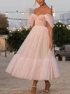 A-line Off-the-shoulder Tulle Ankle-length Prom Dresses #UKM020108475