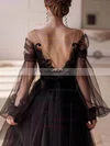 A-line Off-the-shoulder Tulle Ankle-length Prom Dresses #UKM020108478