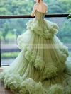 Ball Gown Sweetheart Tulle Sweep Train Tiered Prom Dresses #UKM020108496