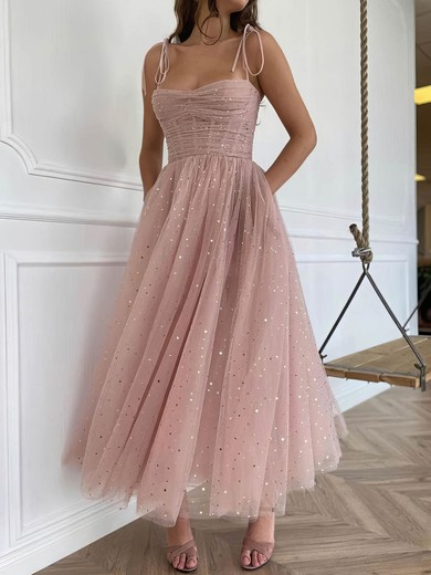 Ball Gown/Princess Ankle-length Square Neckline Tulle Pockets Prom Dresses #UKM020108526