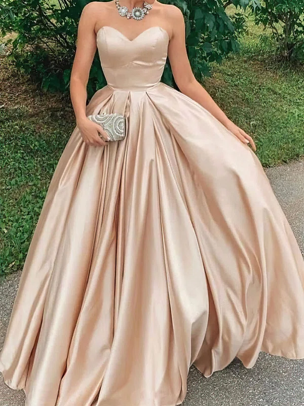 Ball Gown/Princess Floor-length Sweetheart Satin Prom Dresses #UKM020108531