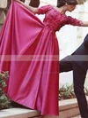 A-line Off-the-shoulder Silk-like Satin Sweep Train Flower(s) Prom Dresses #UKM020108541