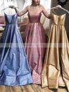 Ball Gown Square Neckline Glitter Sweep Train Prom Dresses #UKM020108292