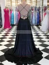 A-line Square Neckline Silk-like Satin Sweep Train Prom Dresses #UKM020108384