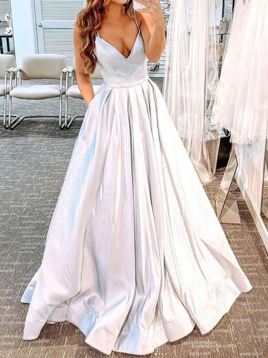 Sparkly Ball Gown Sweetheart Metallic Prom Dresses With Ruched #UKM020108680