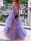 Ball Gown/Princess Sweep Train Sweetheart Tulle Bow Prom Dresses #UKM020108697