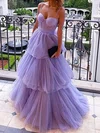 Ball Gown/Princess Sweep Train Sweetheart Tulle Bow Prom Dresses #UKM020108697