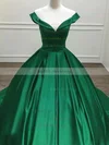Ball Gown Off-the-shoulder Satin Sweep Train Prom Dresses #UKM020108775