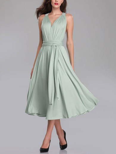 A Line Jersey Multiway Midi Dress In Soft Green #UKM01014289